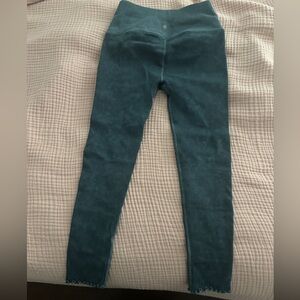 Spiritual Gangster Ribbed Dark Teal Leggings 7/8 with lettuce trim